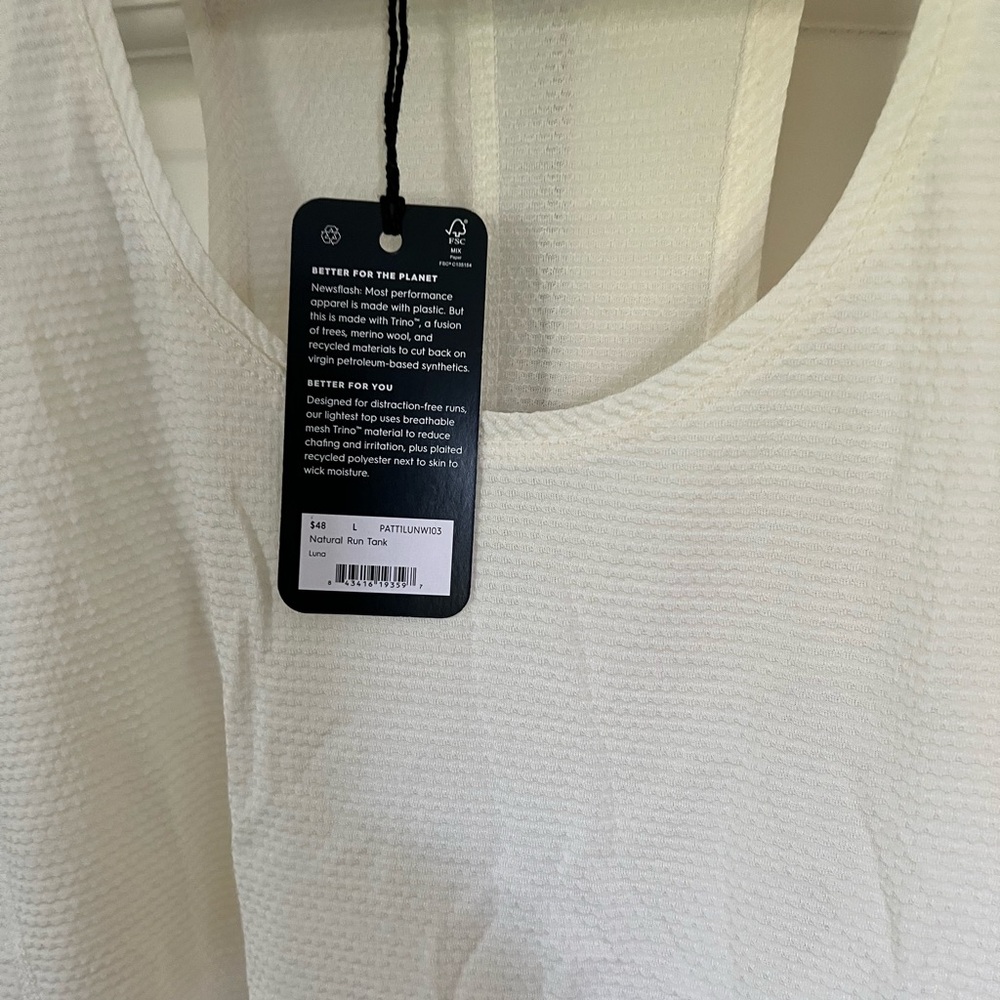 Allbirds “Natural Run Tank” size L NWT